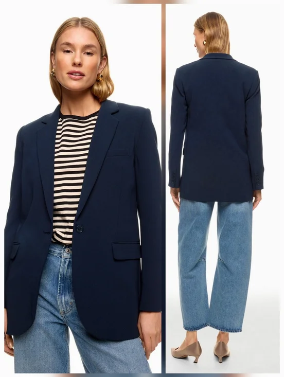 MICHAEL KORS Navy One Button Mensy Blazer Long Sleeve Front Button Size 16 - Picture 1 of 13